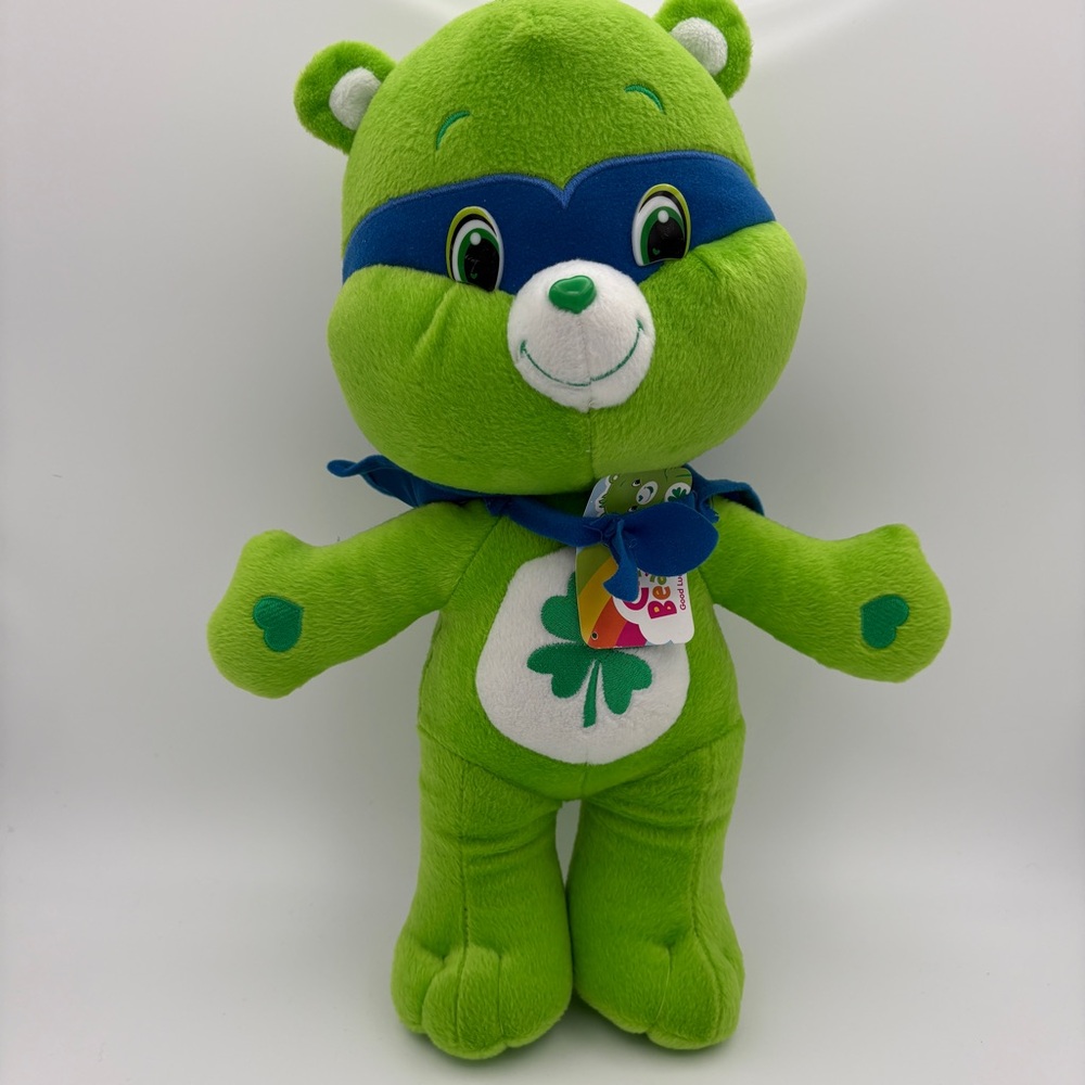 Care Bears Good Luck Bear 16" Plush - Super Hero In Cape and Mask - Nanco - 2009